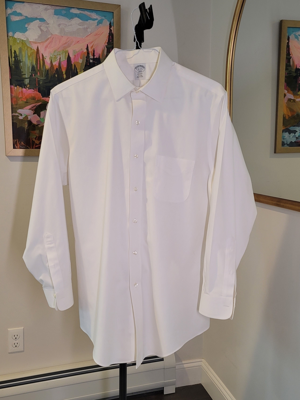 BROOKS BROTHERS Classic White Dress Button Down Shirt Size 16 3/4